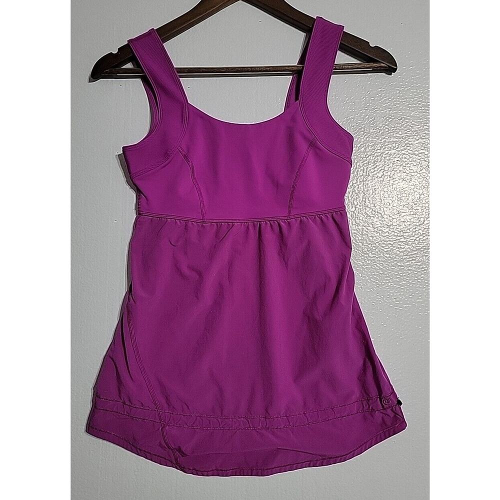 Lululemon Athletica Tank Top Older Style Elastic Bottom Purple Pink Size 4